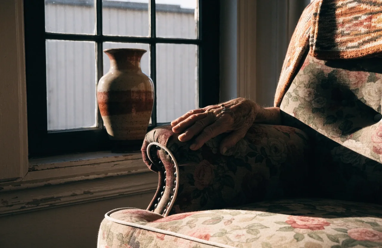 Rincón de un salón español con sillón junto a la ventana y luz de tarde