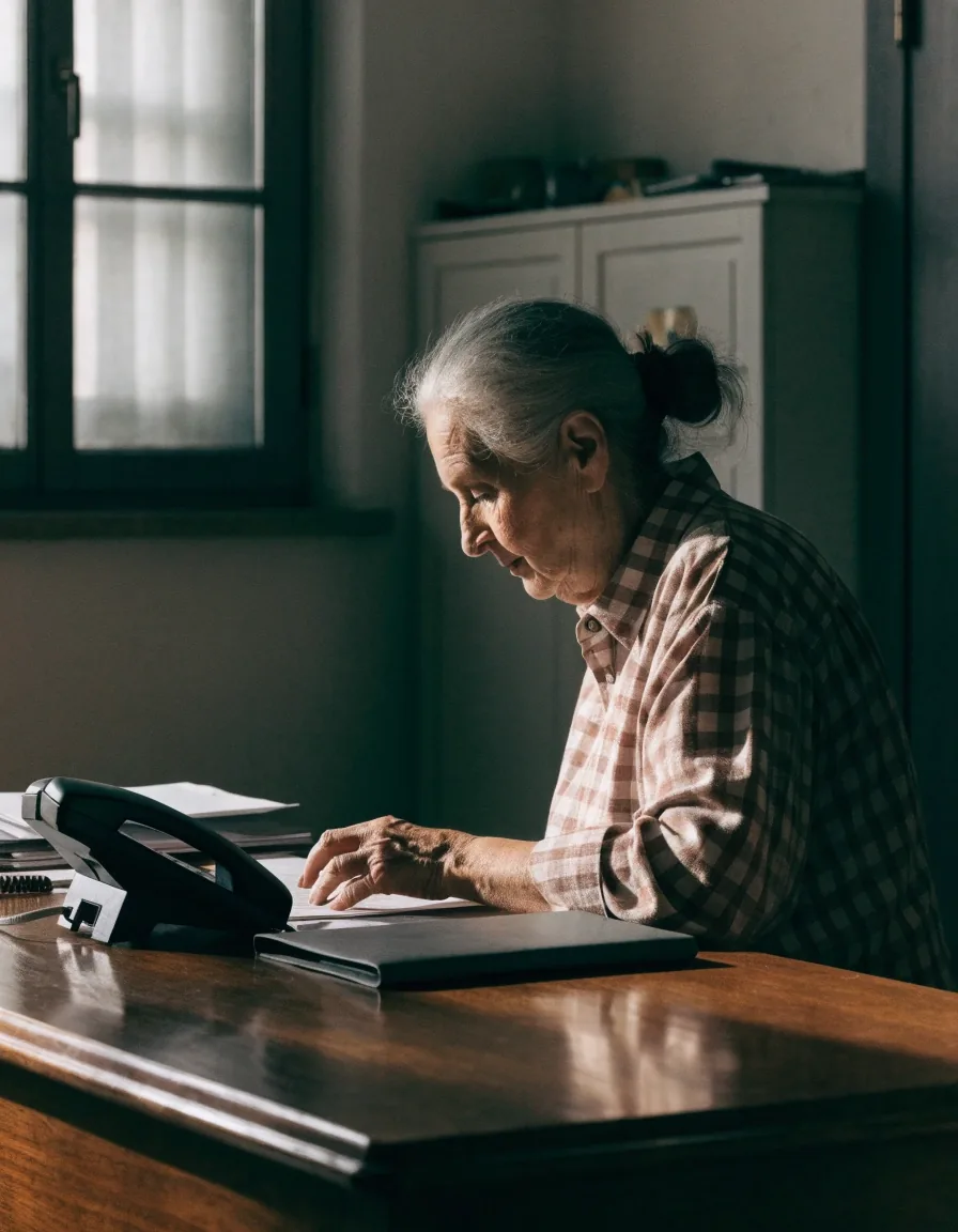 Mujer mayor preparando por escrito sus preguntas antes de contactar