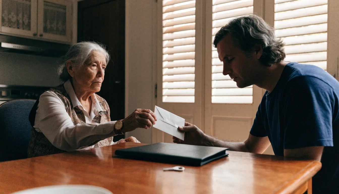 Una familia revisando juntos los documentos de la vivienda en un salón de Valencia